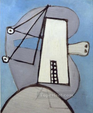  cubist - Head on blue background Figure 1929 cubist Pablo Picasso